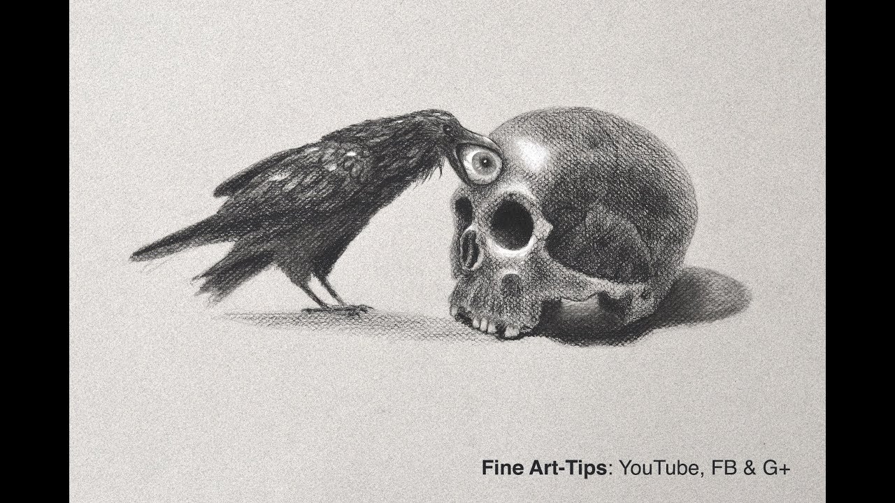 ⁣How to Draw A Skull & Crow - Narrated - Halloween Special