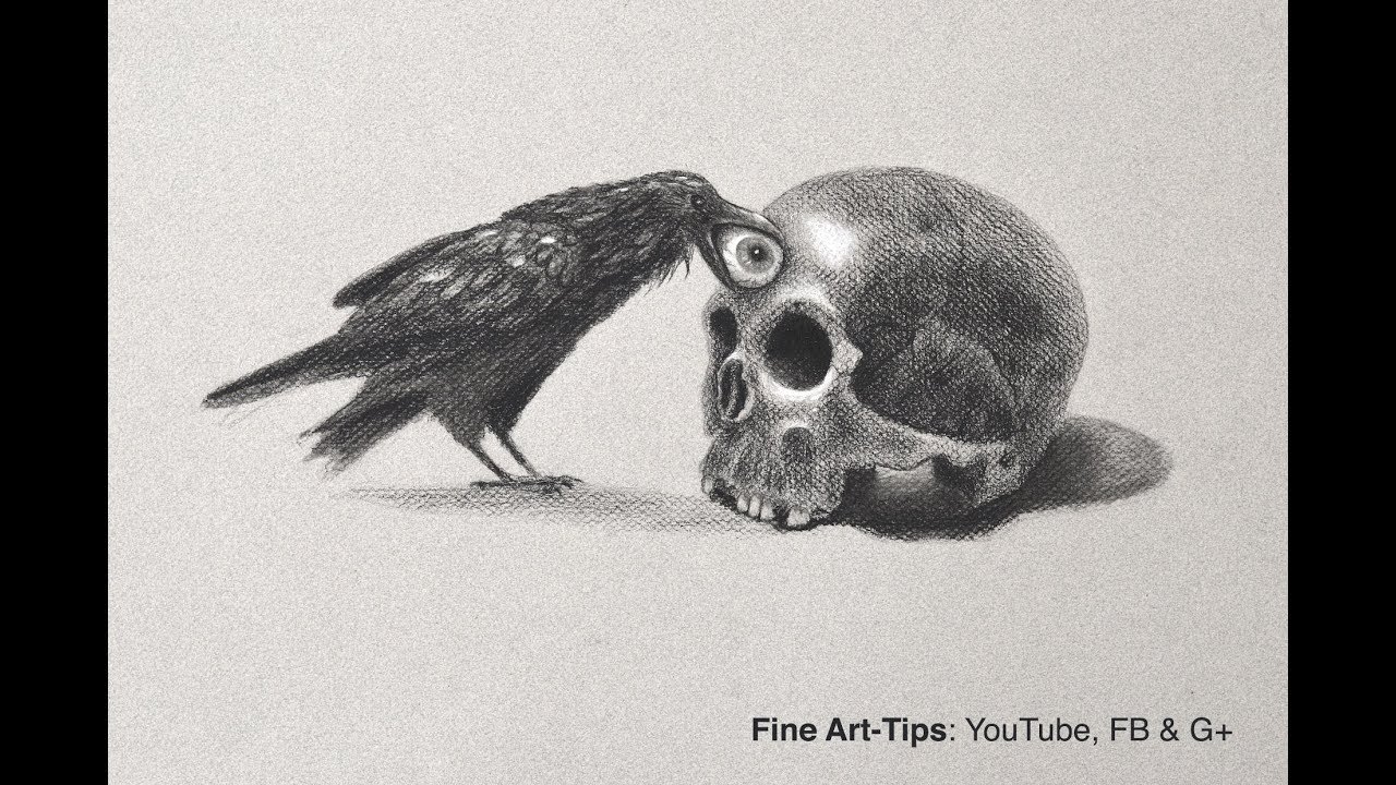 How to Draw A Skull & Crow - Narrated - Halloween Special