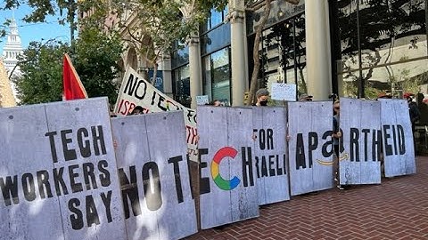 CWA AWU Google & Amazon Tech Workers & Community Demand No Tech For Apartheid! Cancel Project Nimbus