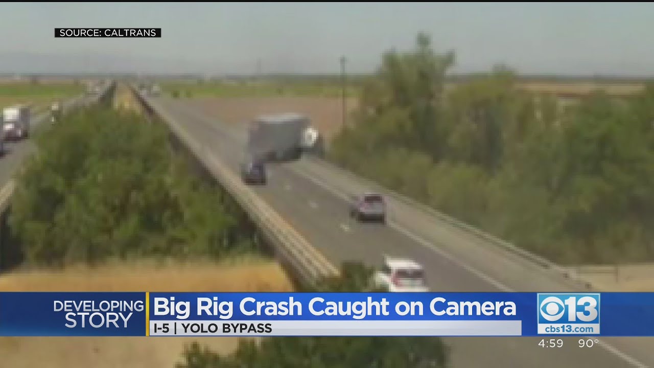 All Lanes Back Open After Crash Leaves Big Rig Hanging Off Yolo Bypass ...