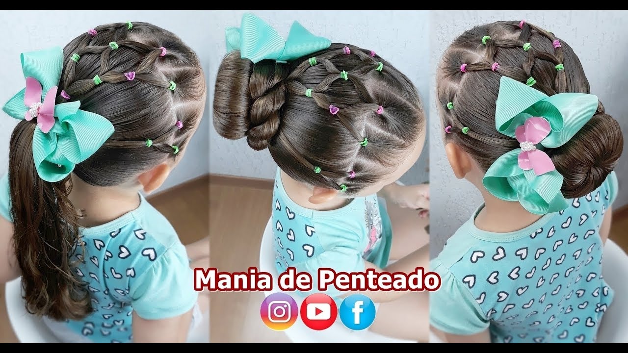 Penteado Infantil Fácil com Ligas em Redinha, Amarração ou Coque | Goiânia  Fashion