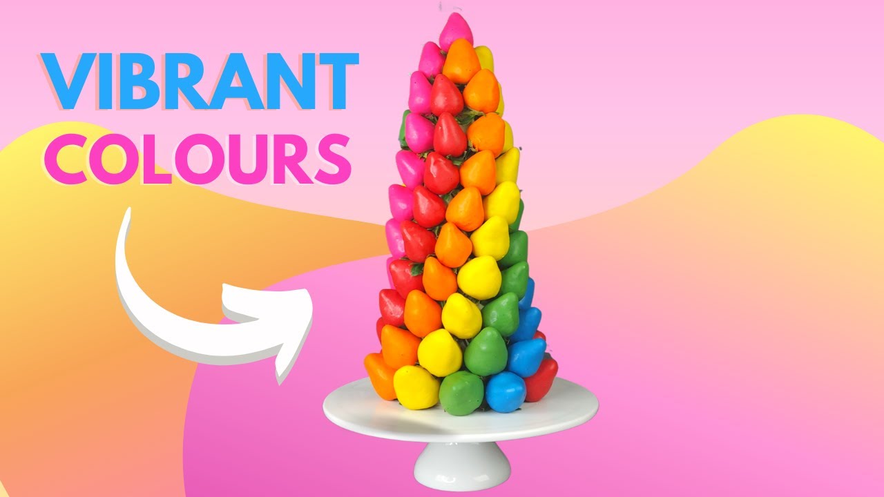 Rainbow Chocolate Covered Strawberry Tower | How to Get Vibrant Colours with Chocolate