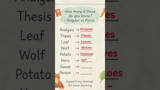 Singular vs Plural Nouns in English Fun Grammar Quiz for Kids Beginners