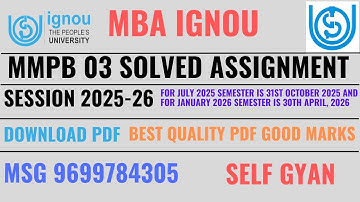 MMPB 03 solved assignment 2025 - 26 IGNOU MBA download SELF GYAN