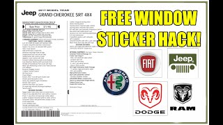 How to Get FREE CHRYSLER DODGE JEEP WINDOW STICKER!