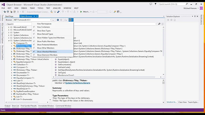 Microsoft Visual Studio 2013 Object Browser