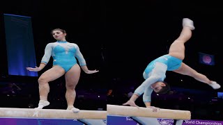 Manila Esposito Italy Balance Beam BB Podium Training 2023 World Championships Antwerp Slow Motion