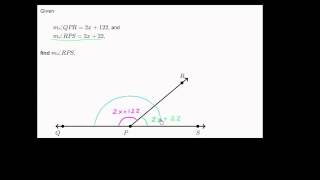 Example using algebra to find measure of supplementary angles