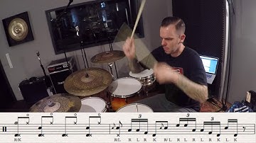 60 Second Drum Lesson | 16th notes triplets hand foot combination