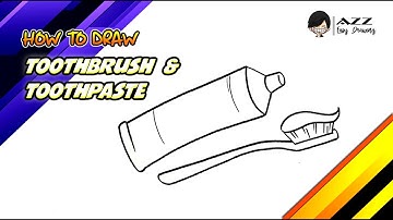 How to draw Toothbrush and Toothpaste step by step