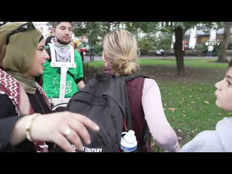 Children Run Scared from Protest, Israel Supporter Chased to Manhattan Lobby -  March for Palestine
