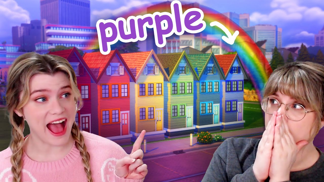 can we build a PURPLE townhouse in the sims 4? | rainbow townhouses pt 6