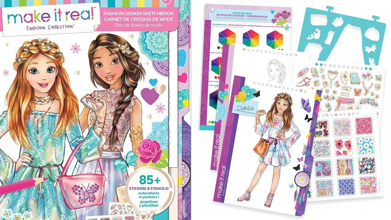 Make It Real - Fashion Design Sketchbook: Blooming Vibes - Fashion  Sketchbook for Girls - Kids Fashion Design Kit - Fashion Designer Kits for  Girls 