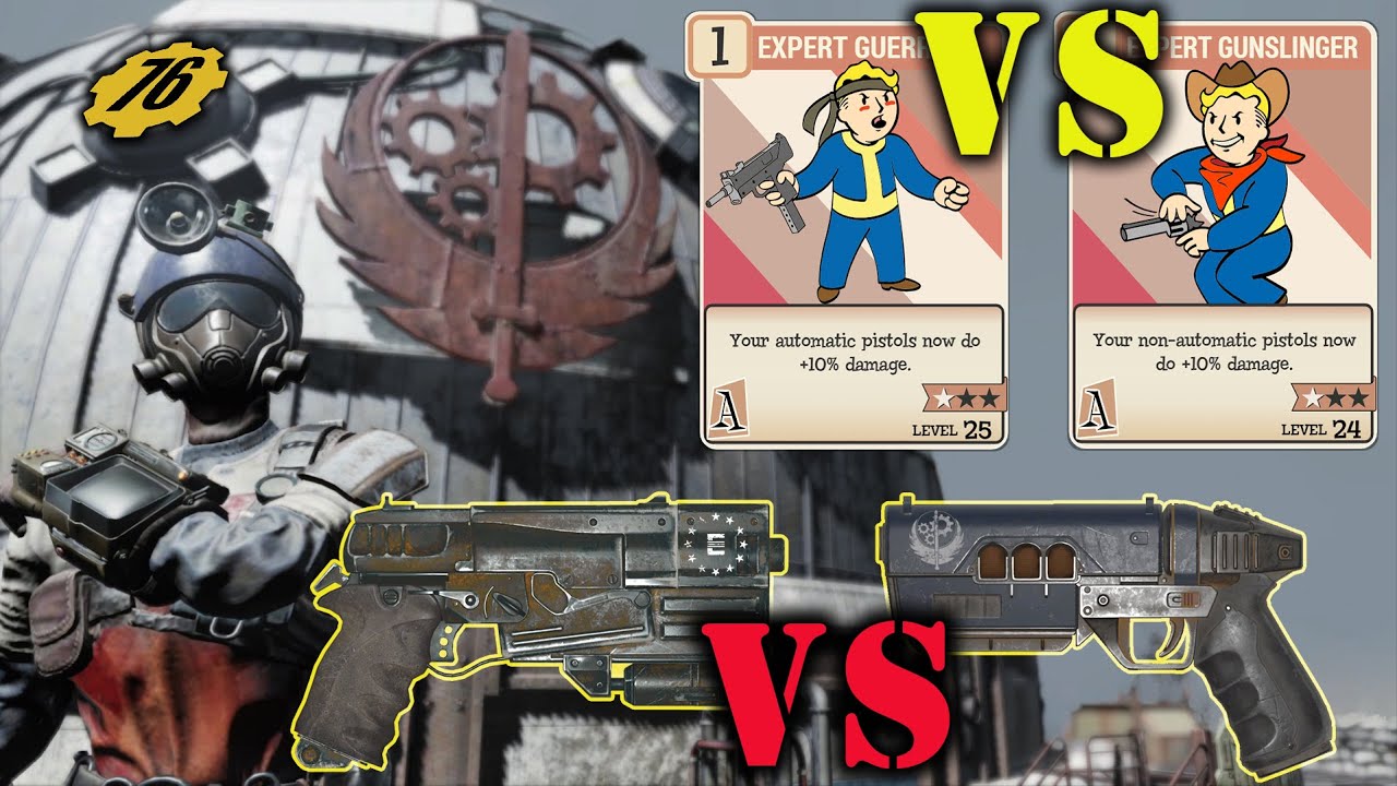 Fallout 76 - Crusader vs 10 mm / Gunslinger vs Guerrilla / Garbage vs Automatic Receiver.