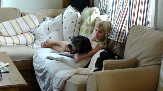 Linnea snuggling with Andy
