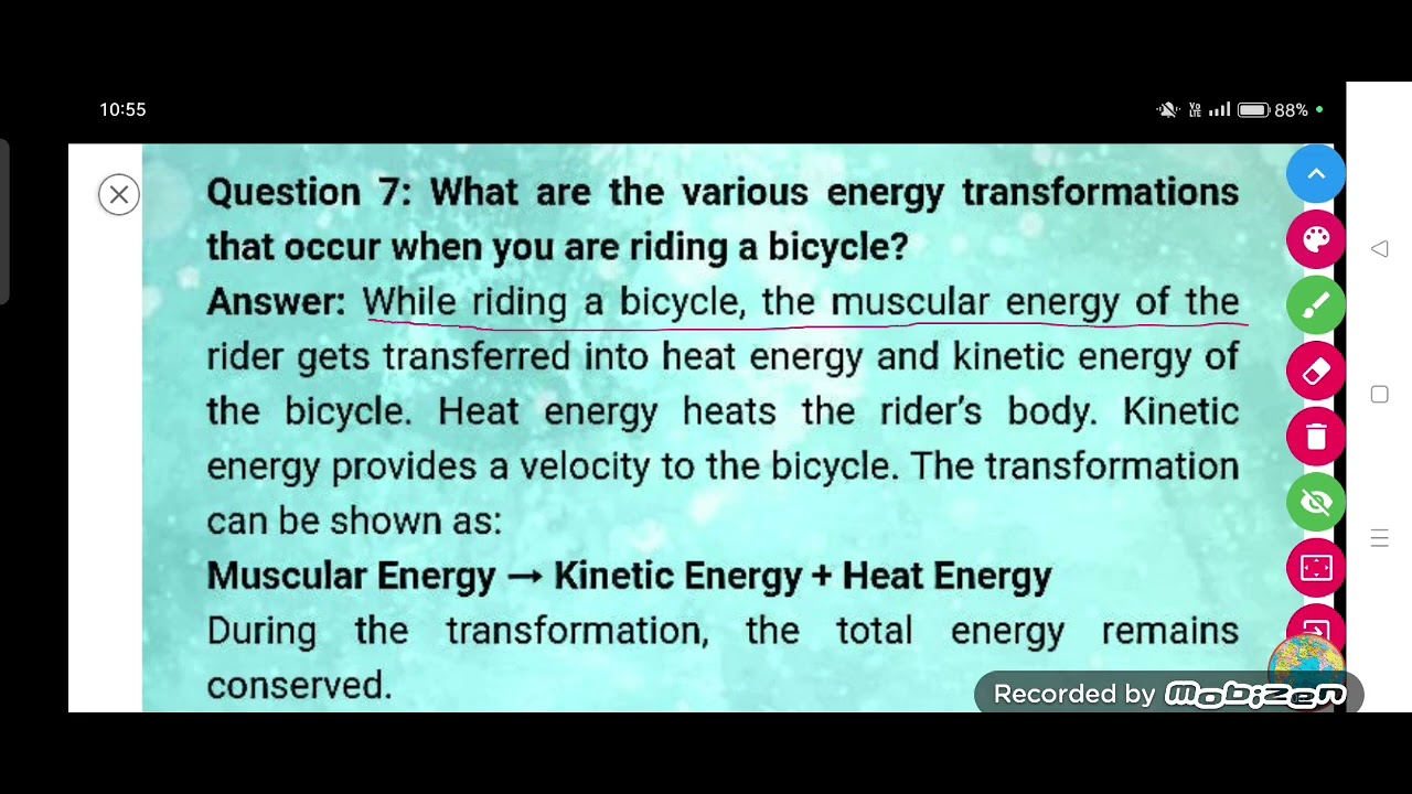 What are the various energy transformations that occur when you are riding a bicycle?