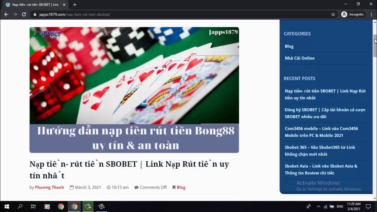 Nạp tiền sbobet - Tất cả những gì bạn cần biết