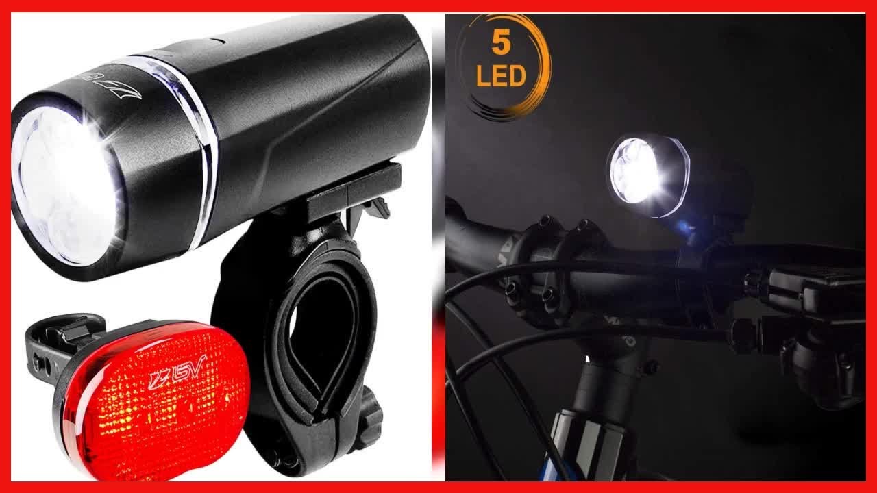 BV Bike Lights, Super Bright with 5 LED Bike Headlight & 3 LED Rear, Bike  Lights for Night Riding with Quick-Release, Waterproof Bicycle Light Set