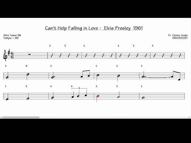 Can't Help Falling in Love - Elvis Presley 1961 (Tenor Sax Bb) [Sheet music] class=
