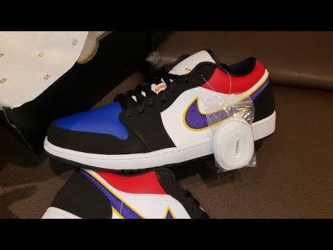 The Top 3 Lakers Jordan 1 Low Sneaker Is Fire Comes With Extra Laces Youtube
