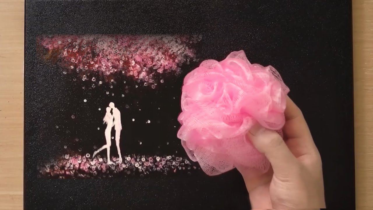 Bath Sponge painting technique for beginners / Painting a couple under