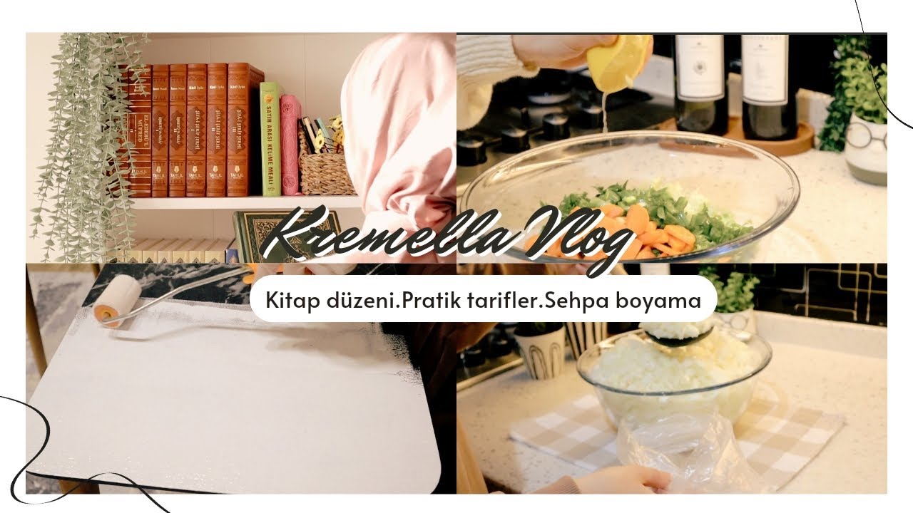 Sessiz Vlog ????|| Kitaplık Düzeni ????|| Tahinli Kek tarifi ????|| Pratik Tarifler || Sehpa Yenileme ????️