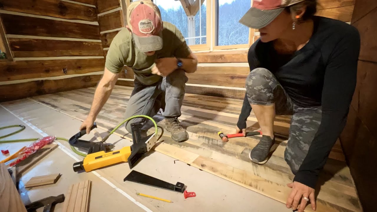 View of Family installs RECLAIMED HARDWOOD floors in their log home (#103 ...