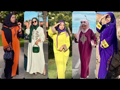 جديد تنسيقات جلابة المغربي للمحجبات موديلات روعة موضة 2022 محجبات2022 