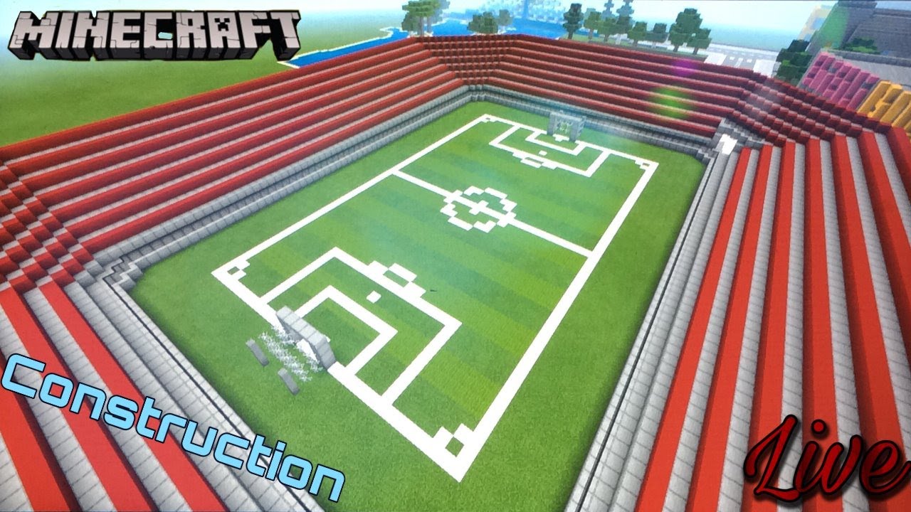 objectif du live : contruire un terrain de foot/ minecraft - YouTube