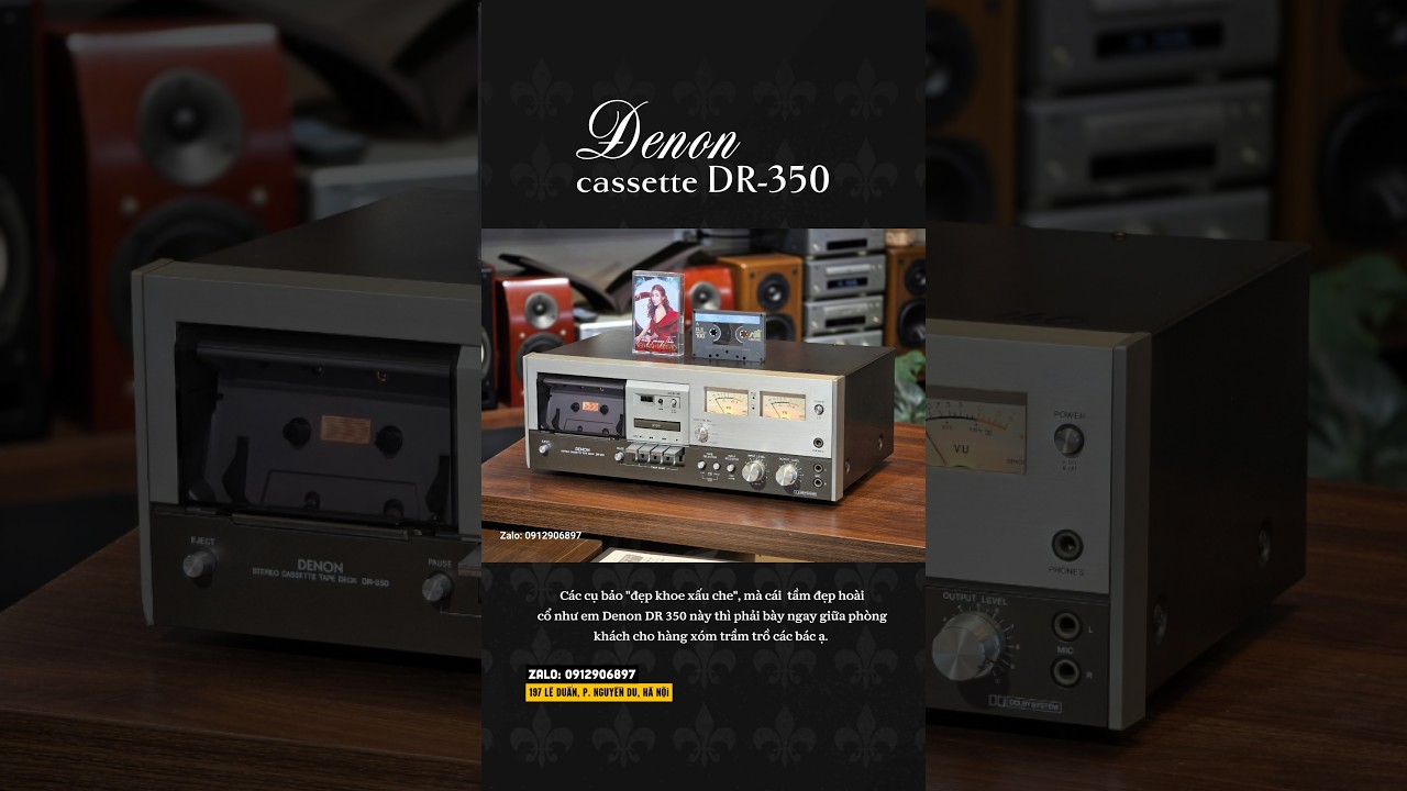 Japanese DENON DR 350 Cassette Tape Deck, vintage aesthetic, fully