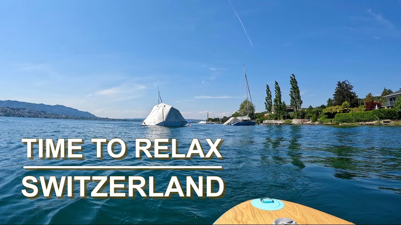 Stand up paddling while seated 😉 - Impressive nature - Lake Zurich - Küsnacht - Switzerland, 4K