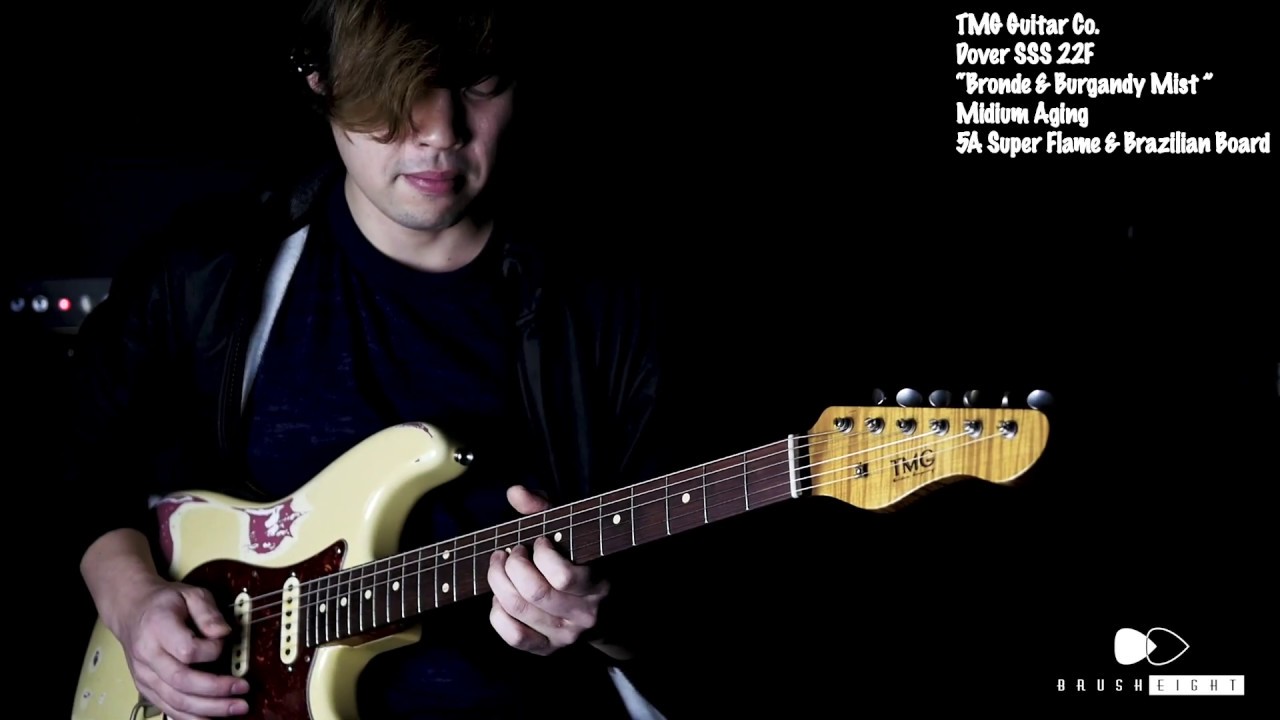 【Brush eight】TMG Guitar Co. Dover SSS 22F “Bronde & Burgandy Mist ” 5A Super Flame & Brazilian Board