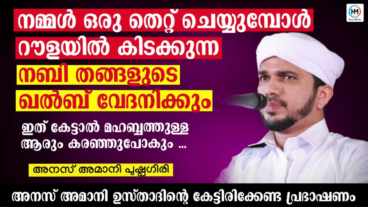 തെറ്റ് ചെയ്യുമ്പോൾ റൗളയിൽ കിടക്കുന്ന നബി തങ്ങളുടെ ഖൽബ്‌ വേദനിക്കും| #anasamani #anasamanipushpagiri