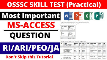 MS Access question osssc | Computer Skill Test for PEO Exam 2023 Odisha