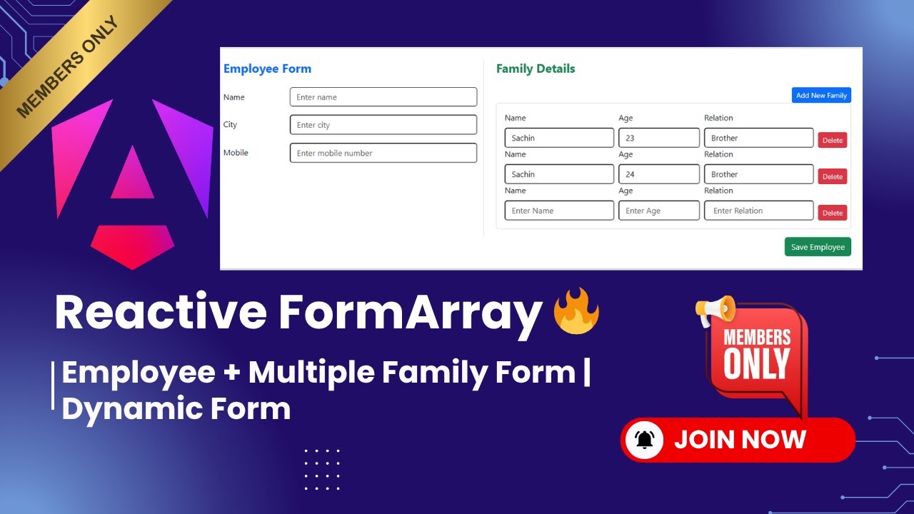 Angular Reactive FormArray Explained | Dynamic Employee Form with ...