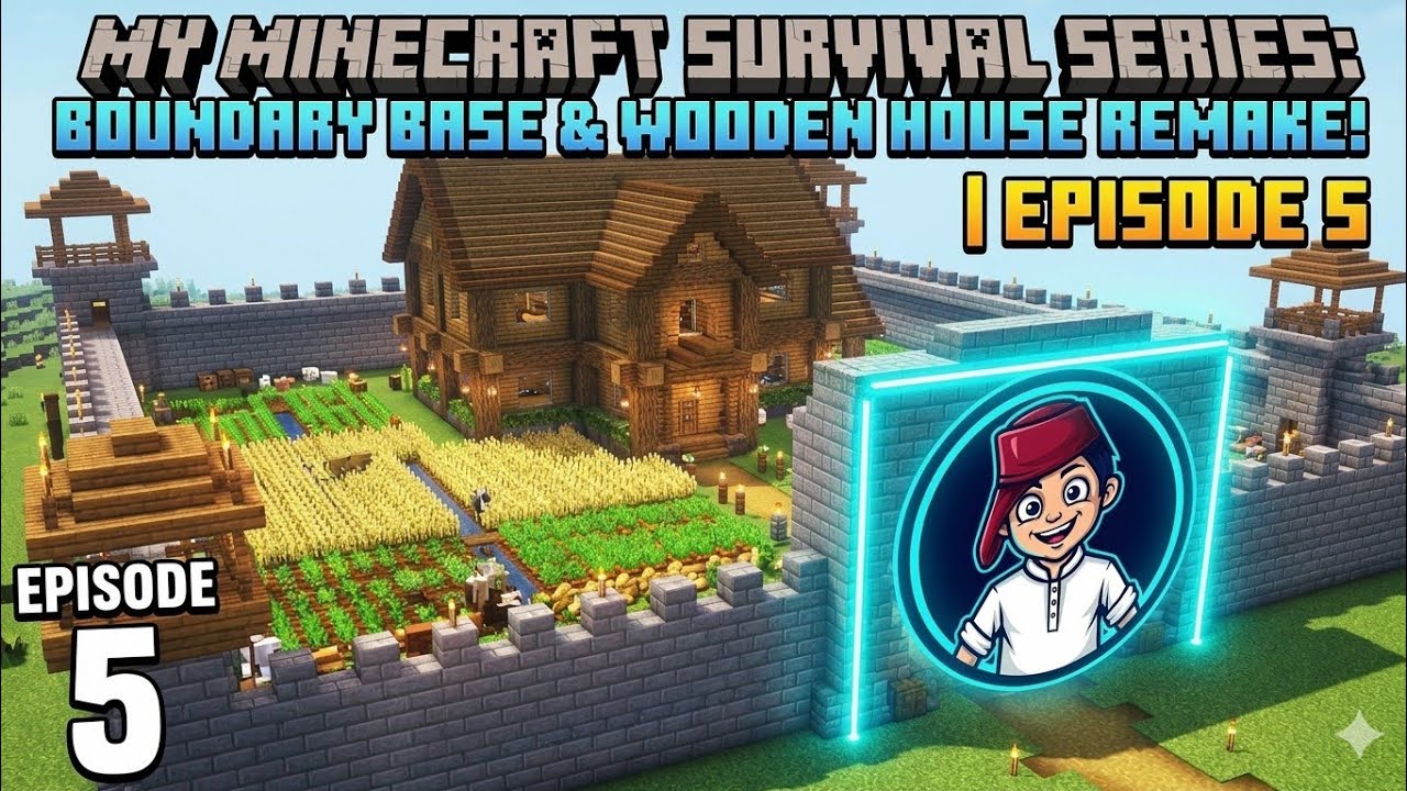 MY Minecraft SURVIVAL SERIES BOUNDARY BASE&WOODEN HOUSE REMAKE! EPISODE ...