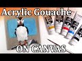 TURNER ACRYL gouache on canvas // Puffin painting demo