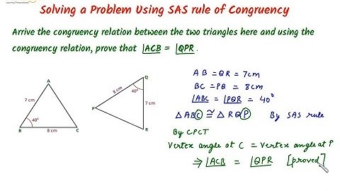 Basics of Congruence - SAS Rule - Application Question
