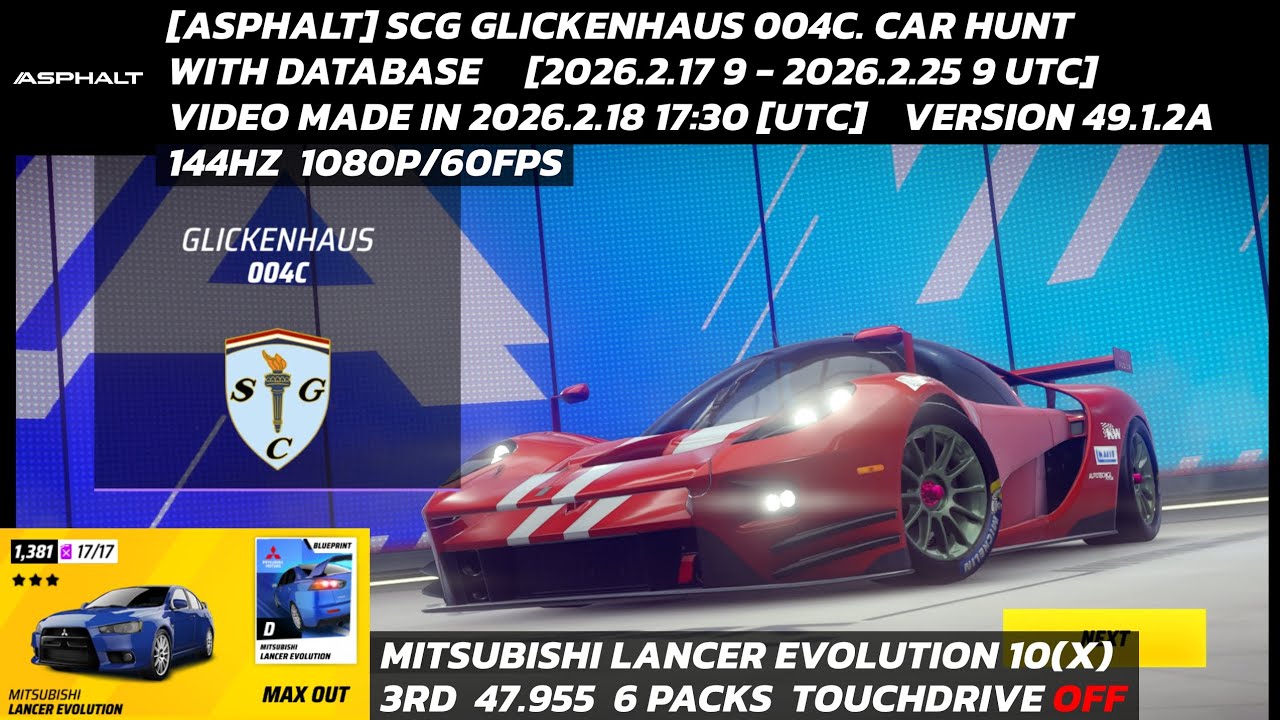 [Asphalt] SCG Glickenhaus 004C. Car Hunt. With Database