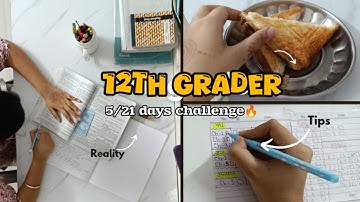 Boards Are Coming 😭 | 5/21 Days Challenge Begins🔥 | 12th grader🎒| completing whole syllabus🫧🎧📚 #12th