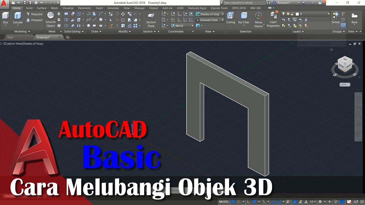 Cara Membuat Lubang Di Objek 3D Pada AutoCAD YouTube