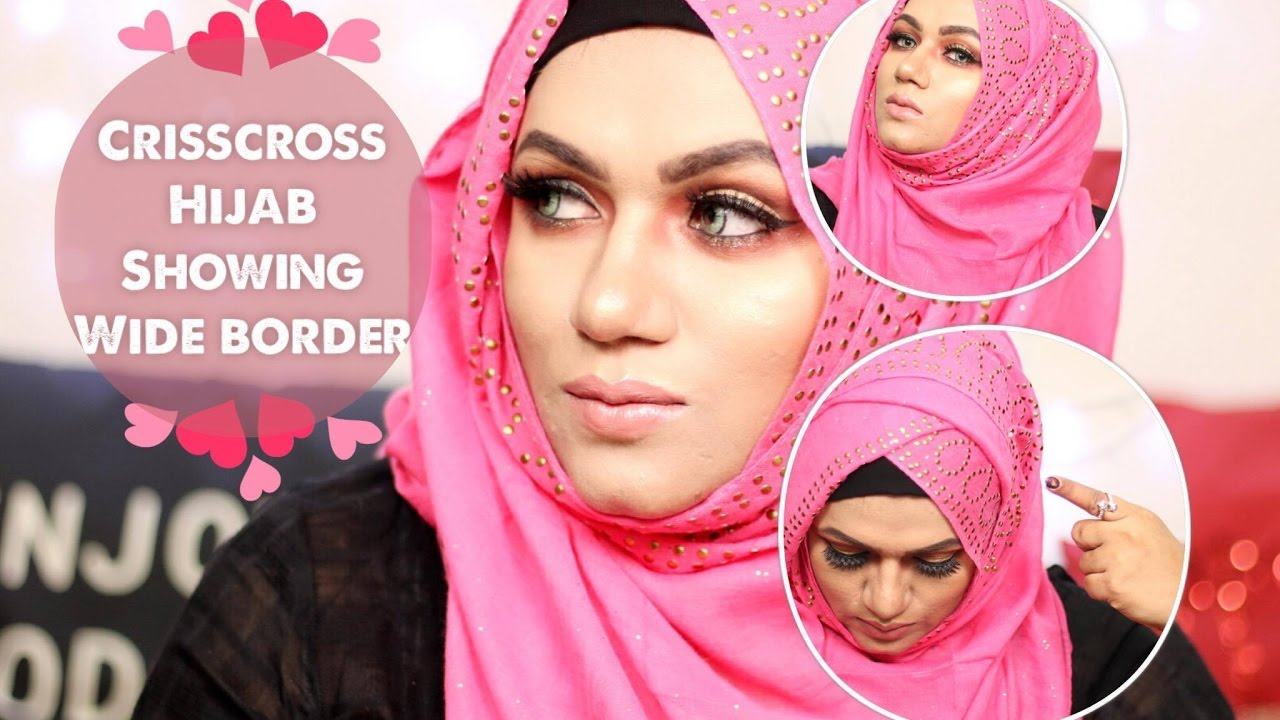 CRISSCROSS HIJAB STYLE SHOWING SIDE BORDER | HIJAB STYLE LIFE