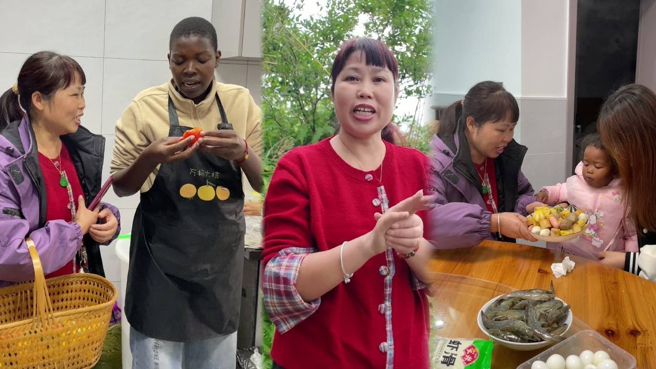 去老房子后面摘了几个柿子，和朋友们一起吃着火锅，浑身暖洋洋的