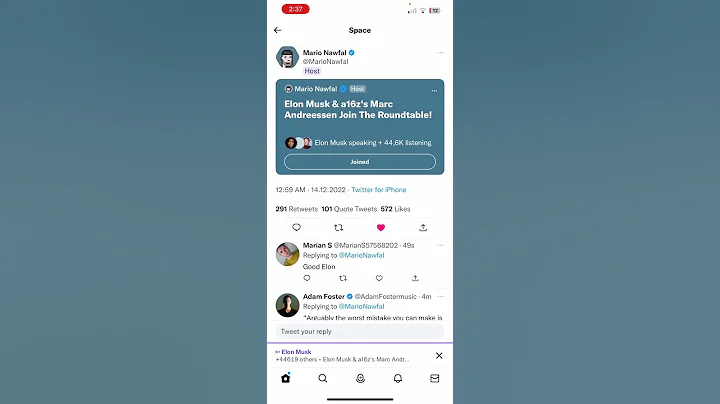 Elon Musk quick chat on Twitter