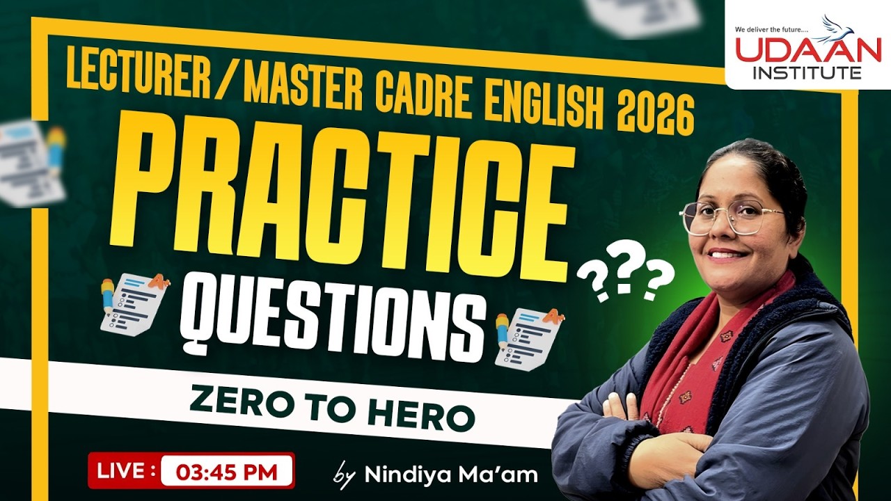 Practice Questions  | PART-21 | Lecturer / Master Cadre English 2026 | by Nindiya Ma'am