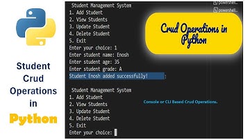 CRUD Operations in Python || Console or CLI based Crud Operations || crud python cli