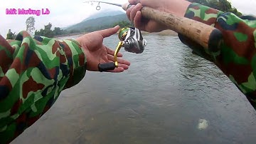 Câu cá Mương bằng mồi thìa mini 2 lưỡi - Câu cá suối - Câu Lure -  Câu lure suối Mường Lò