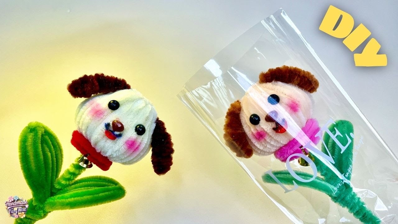 🐶🌸 Cute Dog Flower DIY with Pipe Cleaners | Easy Handmade Gift #diy #pipecleaner