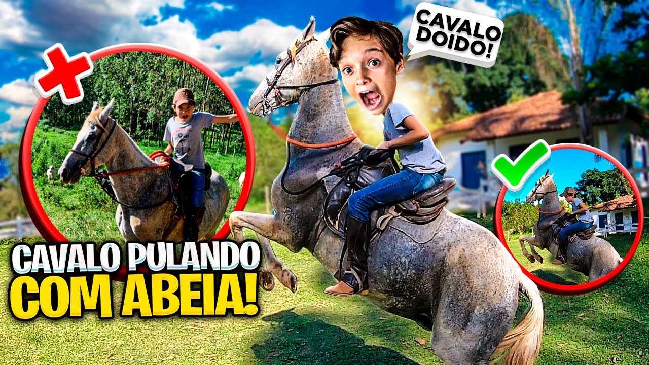 CAVALO PULANDO com PEÃO ABEIA será que CAIU ? 