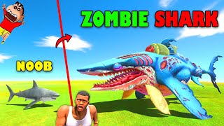 UPGRADING NOOB SHARK into ZOMBIE SHARK in Animal Revolt Battle Simulator with SHINCHAN CHOP FRANKLIN